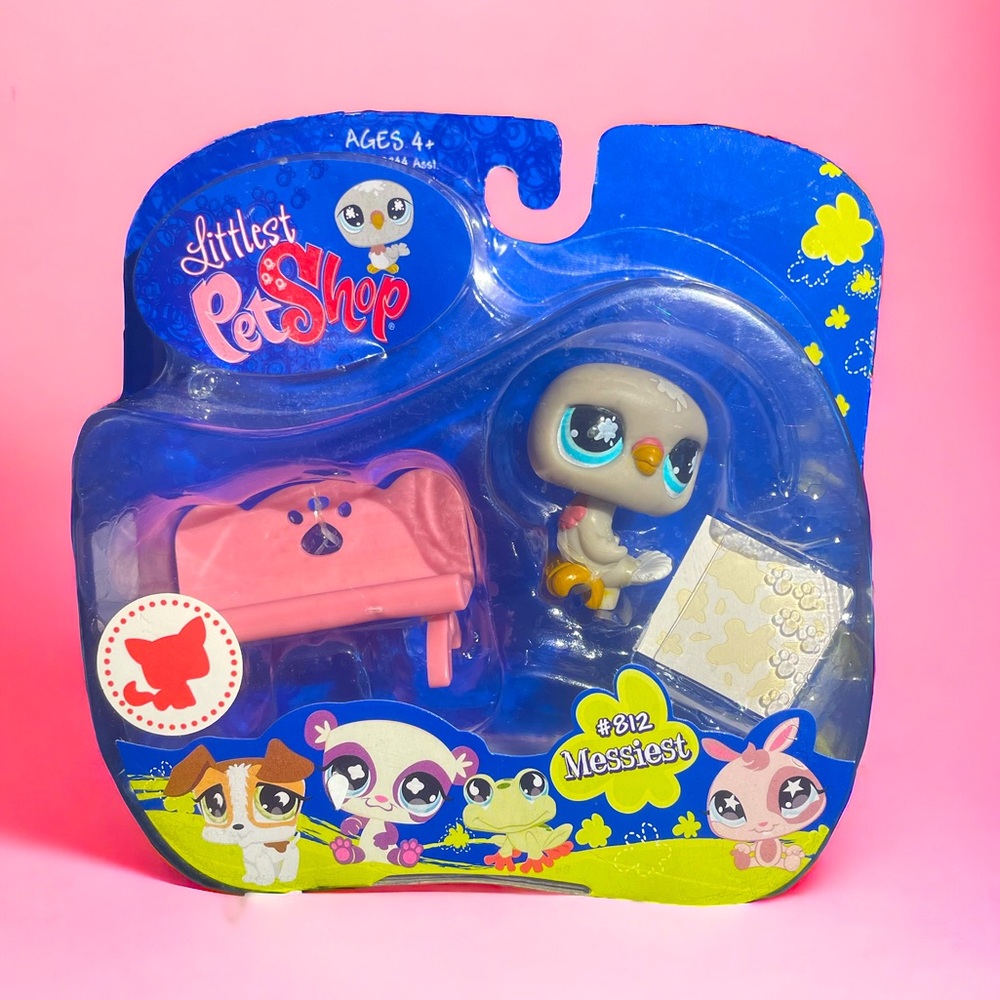 littlest pet shop # 812 portable pets pigeon dove gray messiest bird blue eyes